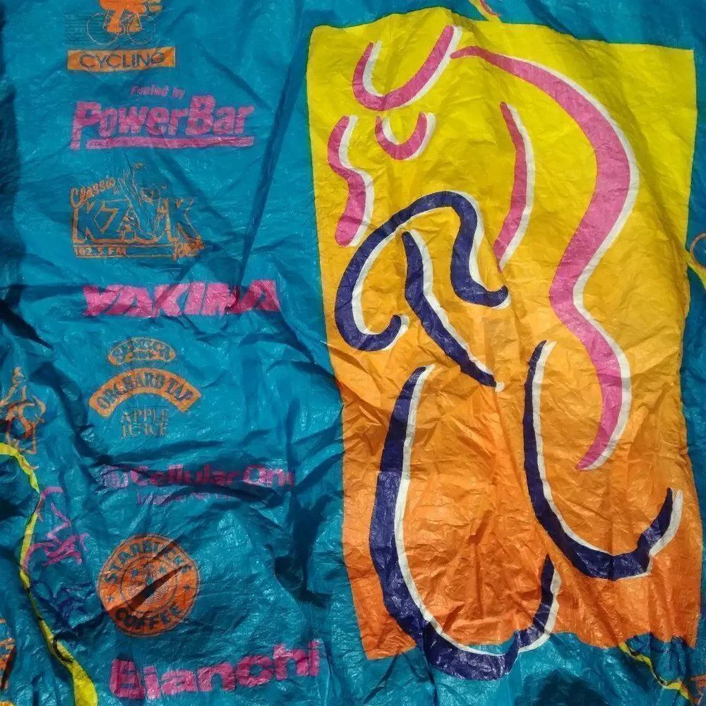Vintage Cascade Cycle Club Cycling Neon Tyvek Windbreaker Jacket
